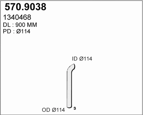 570.9038 ASSO Труба выхлопного газа (фото 1)