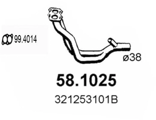 58.1025 ASSO Труба выхлопного газа (фото 1)