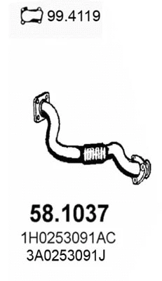 58.1037 ASSO Труба выхлопного газа (фото 1)