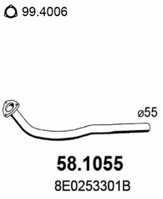58.1055 ASSO Труба выхлопного газа (фото 1)
