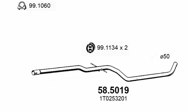 58.5019 ASSO Труба выхлопного газа (фото 1)