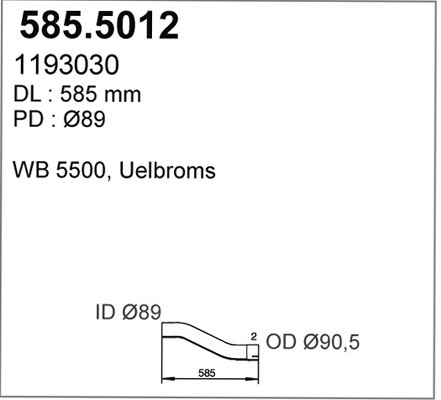 585.5012 ASSO Труба выхлопного газа (фото 1)