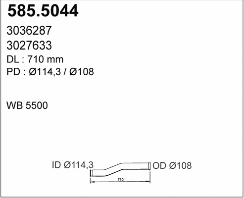 585.5044 ASSO Труба выхлопного газа (фото 1)