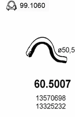 60.5007 ASSO Труба выхлопного газа (фото 1)