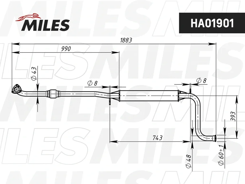 HA01901 MILES Предглушитель выхлопных газов (фото 3)