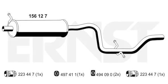 156127 ERNST Средний глушитель выхлопных газов (фото 1)