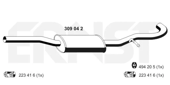 309042 ERNST Средний глушитель выхлопных газов (фото 1)