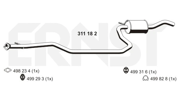 311182 ERNST Средний глушитель выхлопных газов (фото 1)