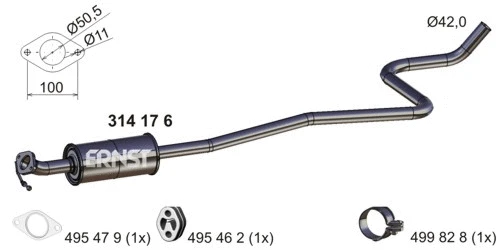 314176 ERNST Средний глушитель выхлопных газов (фото 1)