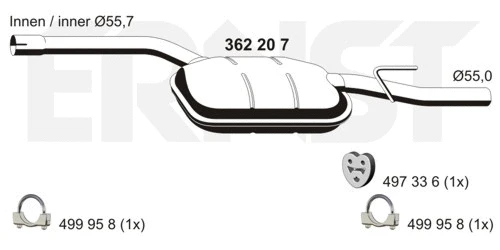 362207 ERNST Средний глушитель выхлопных газов (фото 1)