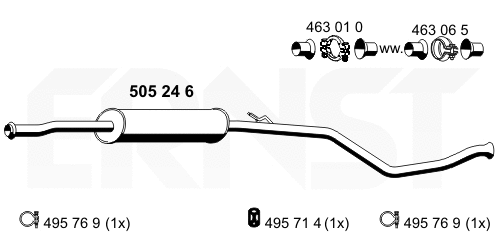 505246 ERNST Средний глушитель выхлопных газов (фото 1)