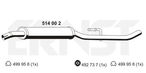 514002 ERNST Средний глушитель выхлопных газов (фото 1)