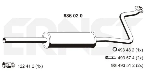 686020 ERNST Средний глушитель выхлопных газов (фото 1)
