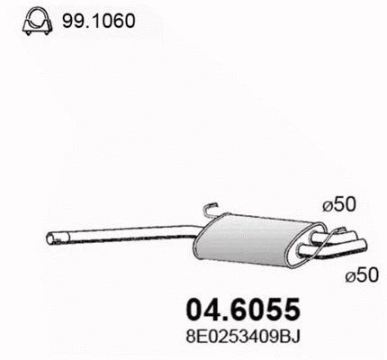 04.6055 ASSO Средний глушитель выхлопных газов (фото 1)