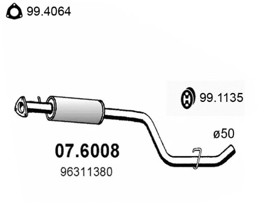 07.6008 ASSO Средний глушитель выхлопных газов (фото 1)