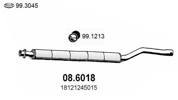 08.6018 ASSO Средний глушитель выхлопных газов (фото 1)