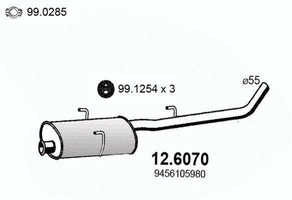 12.6070 ASSO Средний глушитель выхлопных газов (фото 1)