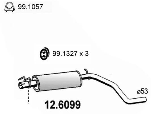 12.6099 ASSO Средний глушитель выхлопных газов (фото 1)