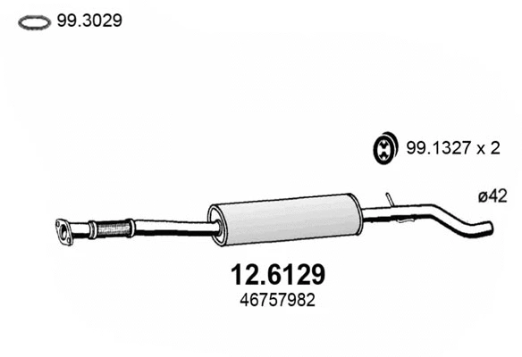 12.6129 ASSO Средний глушитель выхлопных газов (фото 1)