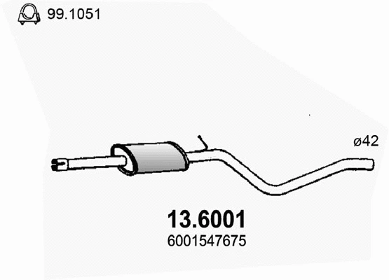 13.6001 ASSO Средний глушитель выхлопных газов (фото 1)