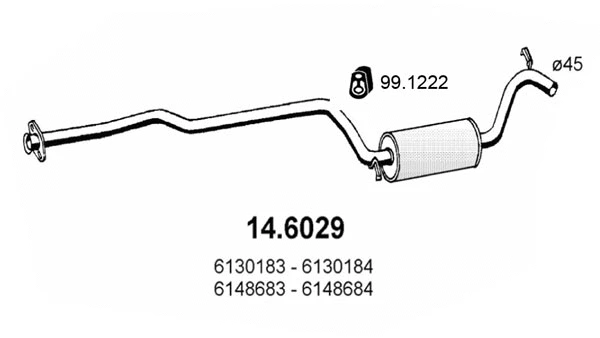 14.6029 ASSO Средний глушитель выхлопных газов (фото 1)
