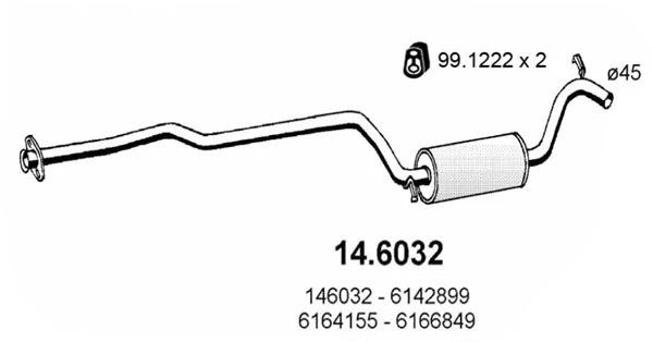 14.6032 ASSO Средний глушитель выхлопных газов (фото 1)