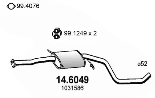 14.6049 ASSO Средний глушитель выхлопных газов (фото 1)