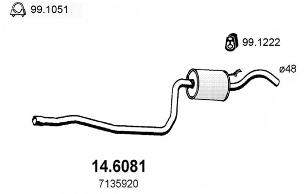 14.6081 ASSO Средний глушитель выхлопных газов (фото 1)