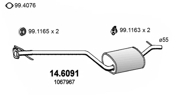 14.6091 ASSO Средний глушитель выхлопных газов (фото 1)