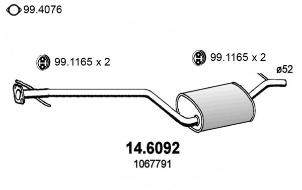 14.6092 ASSO Средний глушитель выхлопных газов (фото 1)