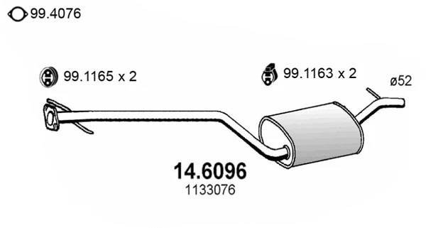 14.6096 ASSO Средний глушитель выхлопных газов (фото 1)