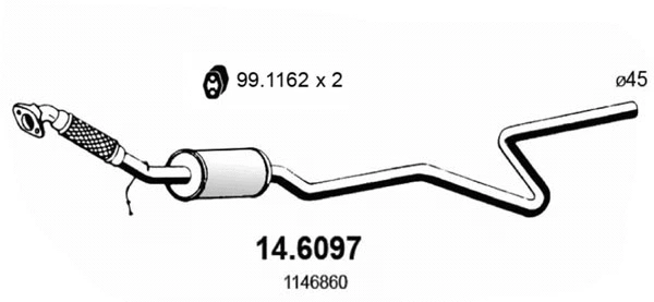 14.6097 ASSO Средний глушитель выхлопных газов (фото 1)