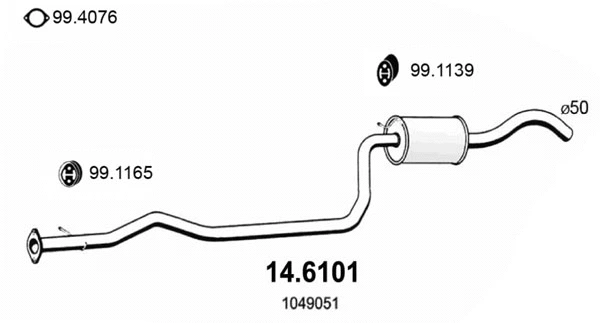 14.6101 ASSO Средний глушитель выхлопных газов (фото 1)