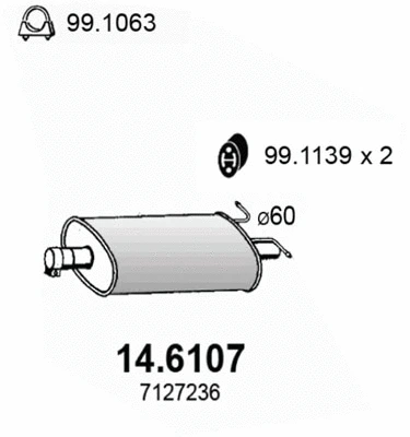 14.6107 ASSO Средний глушитель выхлопных газов (фото 1)