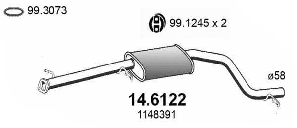 14.6122 ASSO Средний глушитель выхлопных газов (фото 1)