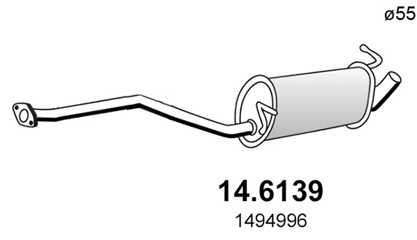 14.6139 ASSO Средний глушитель выхлопных газов (фото 1)