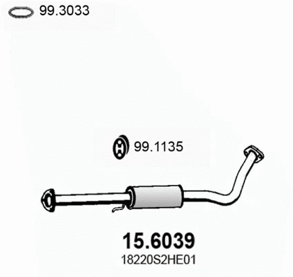 15.6039 ASSO Средний глушитель выхлопных газов (фото 1)