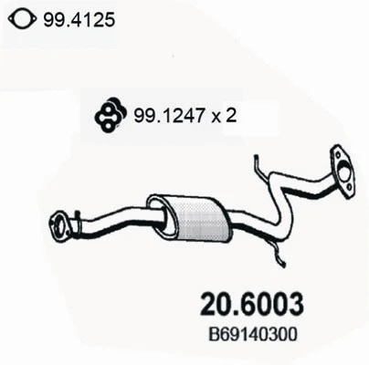 20.6003 ASSO Средний глушитель выхлопных газов (фото 1)