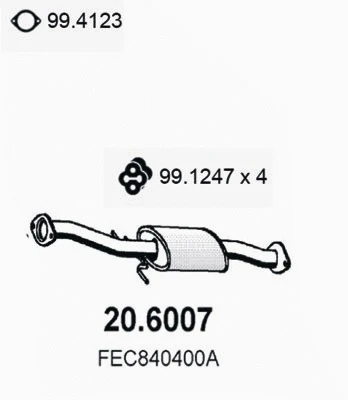 20.6007 ASSO Средний глушитель выхлопных газов (фото 1)