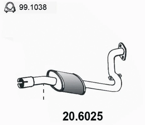 20.6025 ASSO Средний глушитель выхлопных газов (фото 1)