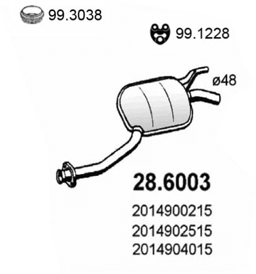 28.6003 ASSO Средний глушитель выхлопных газов (фото 1)