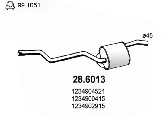 28.6013 ASSO Средний глушитель выхлопных газов (фото 1)