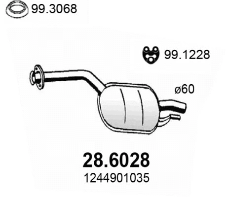 28.6028 ASSO Средний глушитель выхлопных газов (фото 1)