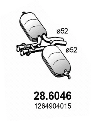 28.6046 ASSO Средний глушитель выхлопных газов (фото 1)