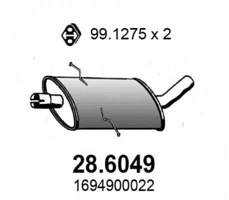 28.6049 ASSO Средний глушитель выхлопных газов (фото 1)