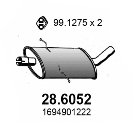 28.6052 ASSO Средний глушитель выхлопных газов (фото 1)