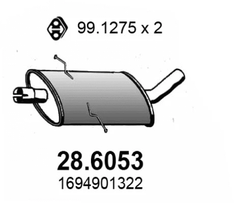 28.6053 ASSO Средний глушитель выхлопных газов (фото 1)