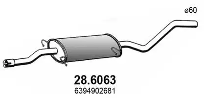 28.6063 ASSO Средний глушитель выхлопных газов (фото 1)