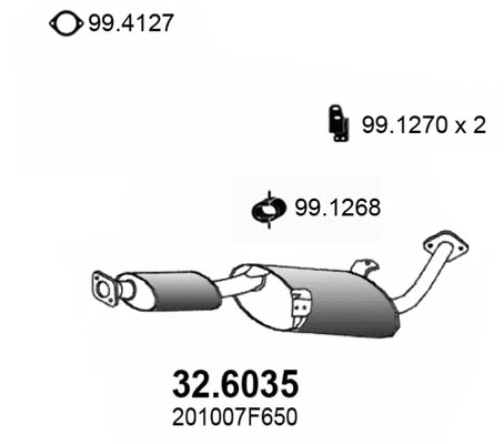 32.6035 ASSO Средний глушитель выхлопных газов (фото 1)