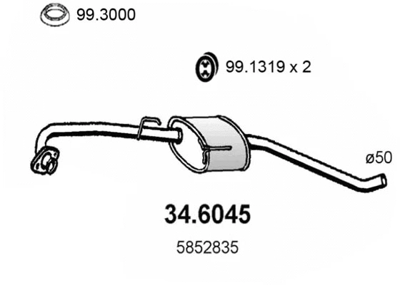34.6045 ASSO Средний глушитель выхлопных газов (фото 1)